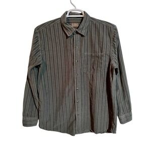 C.E Schmidt corduroy flannel button front long sleeve shirt grayish green men LG